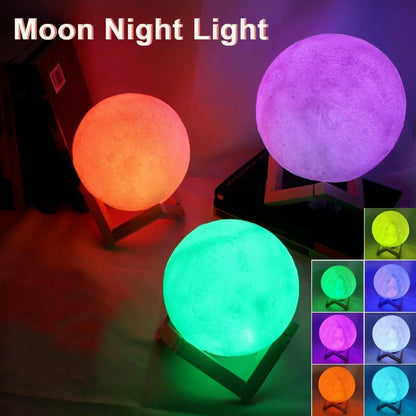D5 Starry Moon Lamp 8Cm - LED Night Light with Stand, Perfect for Bedroom Decor and Gifts