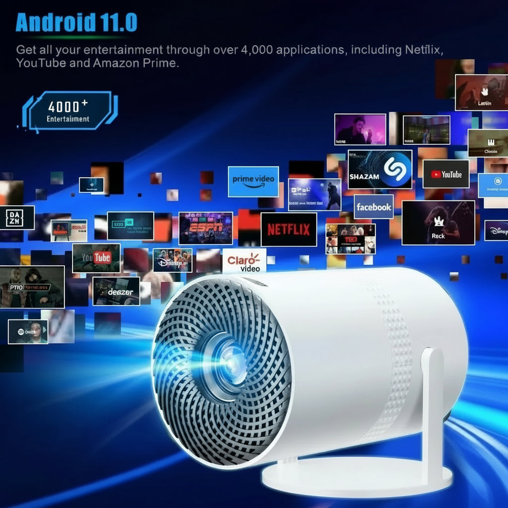 Salange P300 Mini Portable Projector - 4K 8K Video Decoding, 720P HD, Android 11, Wi-Fi, BT 5.1