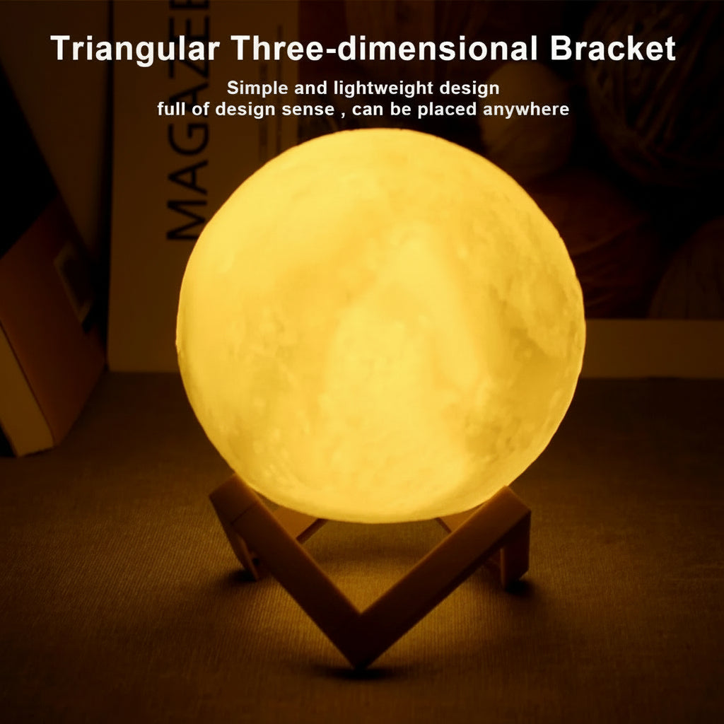 D5 Starry Moon Lamp 8Cm - LED Night Light with Stand, Perfect for Bedroom Decor and Gifts